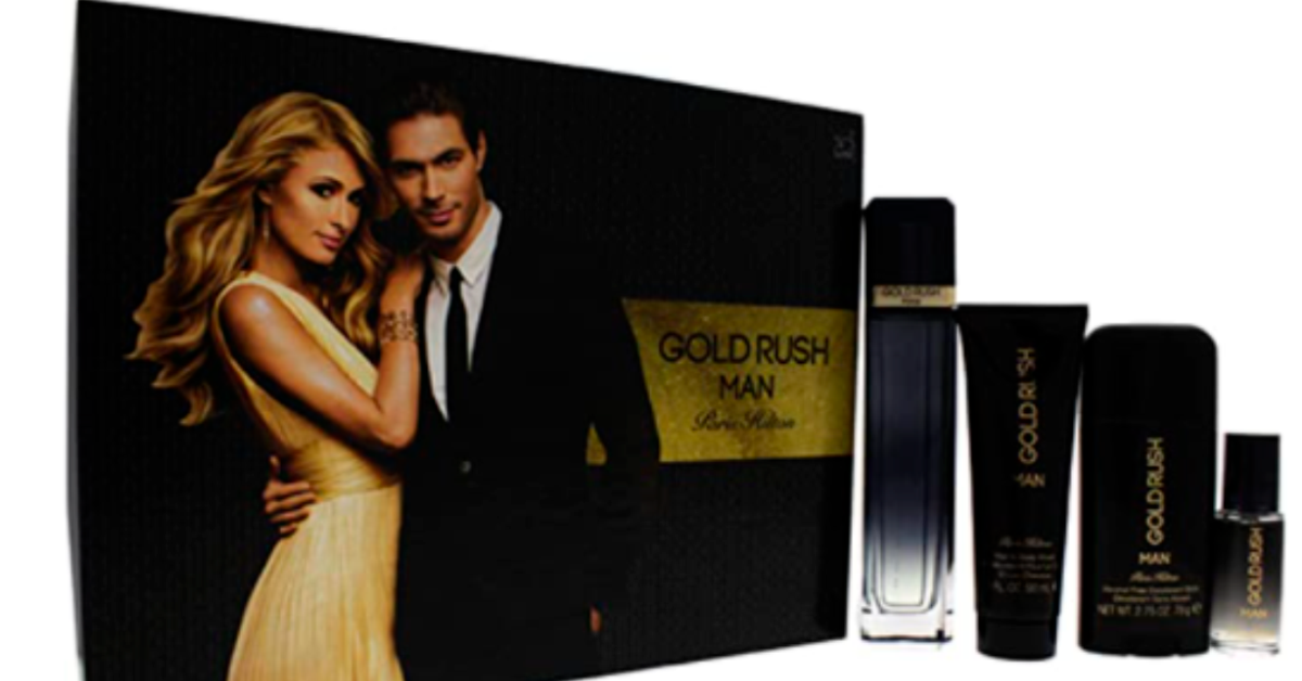 Set Gold Rush Hombre 4 pzs 100 ml Spray + Body Whas 90 ml + Desodorante 78G + 15 ml Spray de Paris Hilton
