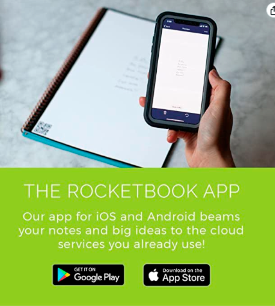 Rocketbook Core Ejecutivo, Cuaderno Inteligente, Patrón de cuadrícula, Reutilizable, Negro 5