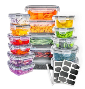 TANNY'S KITCHEN Contenedores para Alimentos, Juego de Recipientes Herméticos con Tapas, Organización y Almacenamiento de Cocina, Etiquetas de Pizarrón y Marcador
